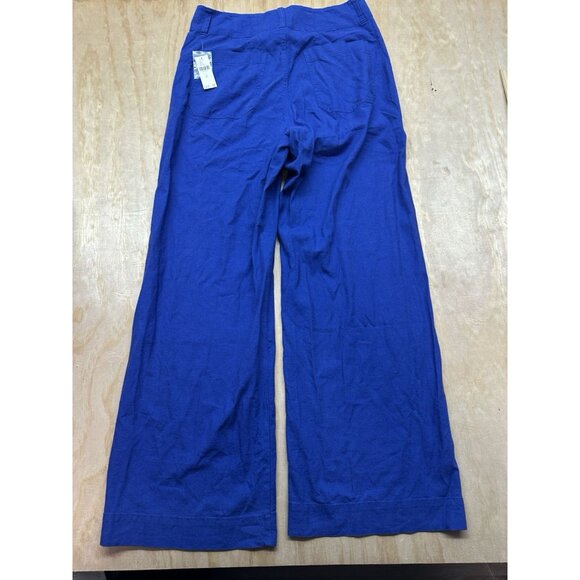 Maeve Anthropologie The Colette Pants NWTs $138 Sz 31 Linen Blend Blue Wide Leg - Picture 5 of 6